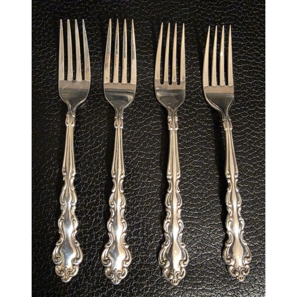Oneida Community Silverplate Modern Baroque 4 Dinner Forks Fork See Photos